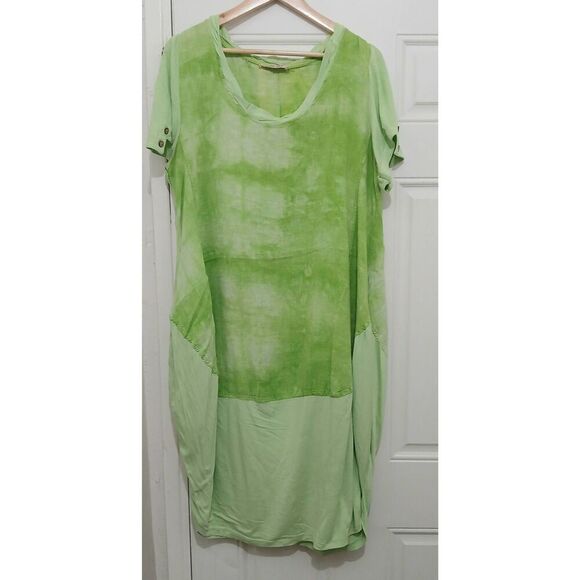 Zedd plus womens 2xl plus size lime green maxi linen minimalist vacation dress - Picture 1 of 8